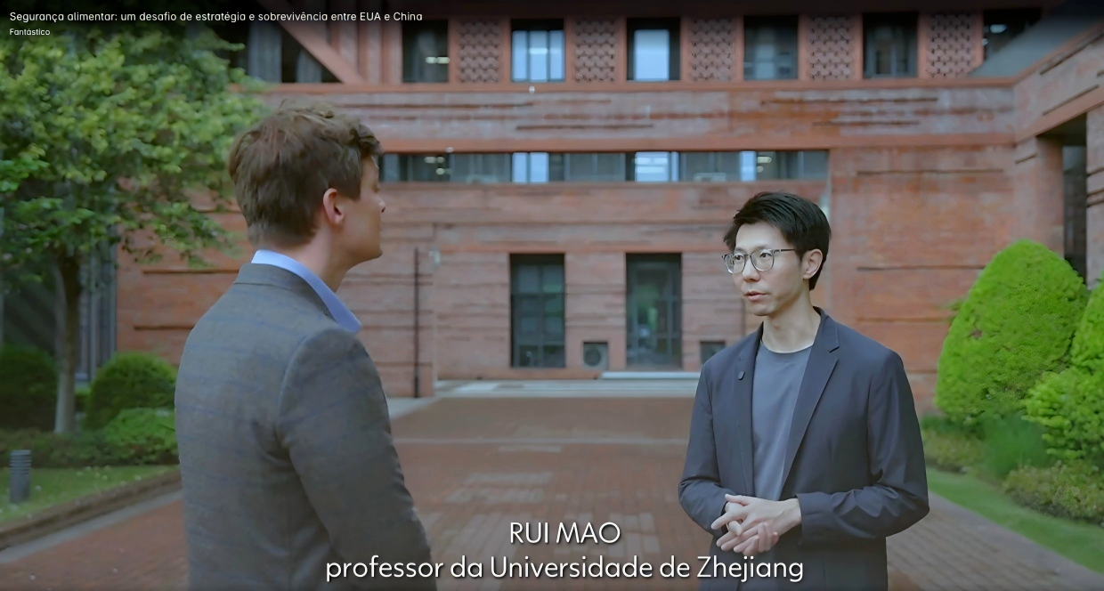 Rui Mao interviewed on TV Globo. Screenshot provided by IFPRI.